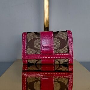 Coach Signature Pink and Brown Wallet